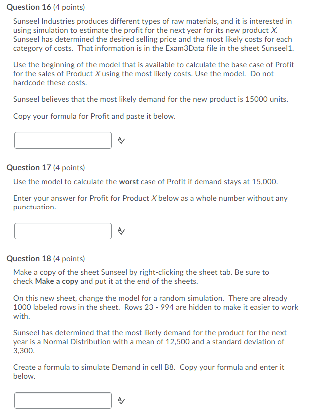 Raw Material Cost Per Unit Probability Cost ($) 16 18 20 0.3