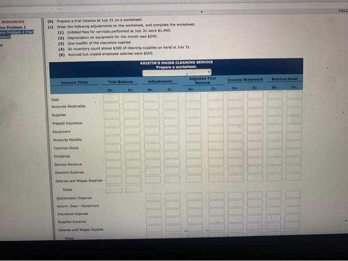  CALC RESOURCES ve Problem 1 sive Problem 4 (Part ission) (b)