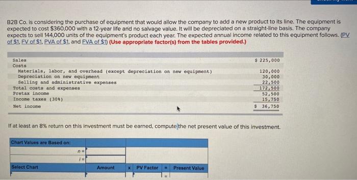 please help im stuck B2B Co. is considering the purchase of equipment