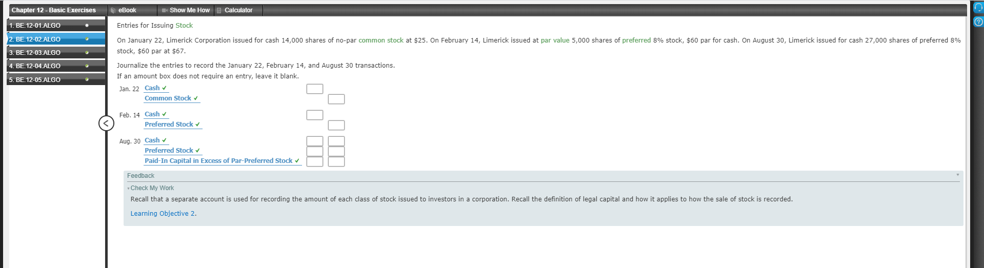 BE. 12-01. ALGO Dividends Per Share Seacrest Company has 15,000 shares of