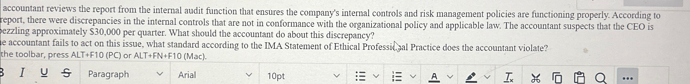  accountant reviews the report from the internal audit function that ensures