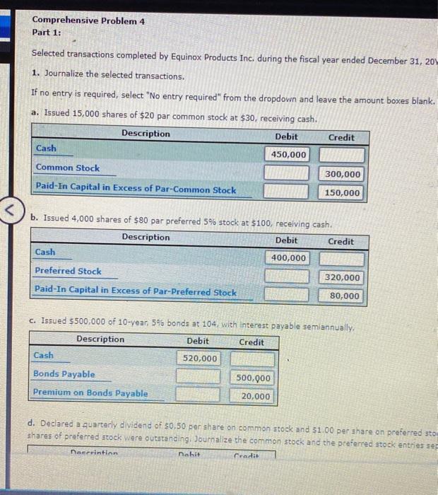  Comprehensive Problem 4 Part 1: Selected transactions completed by Equinox Products