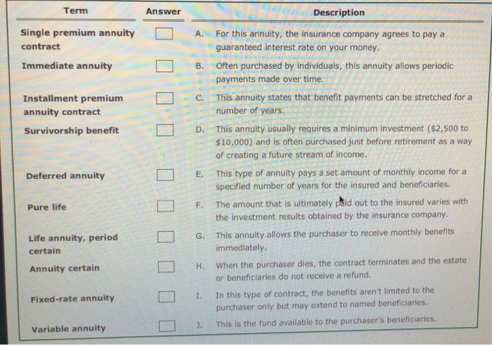 death. In contrast, annuities are a means of securing a steady cash