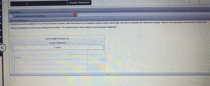 account balances were taken from the ledger of Acom Health Services Co,