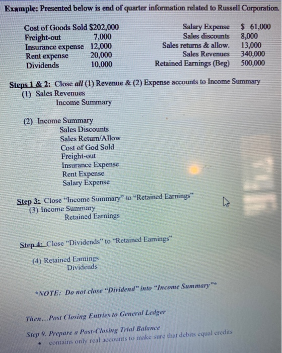  dont do last step Example: Presented below is end of quarter