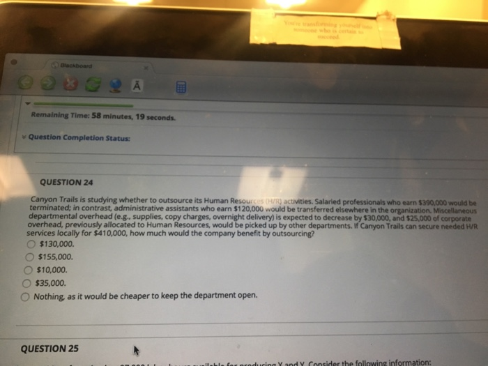  Remaining Time: 58 minutes, 19 seconds. v Question Completion Status QUESTION