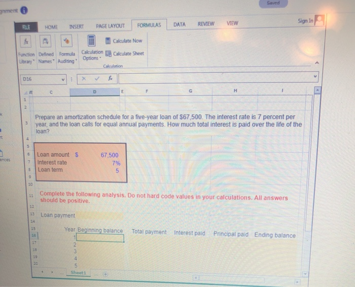  please answer using excel formulas in your response Seved gnment FLE