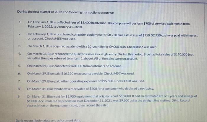 thats enough Blue Spruce Corp. prepares quarterly financial statements. The post-closing trial