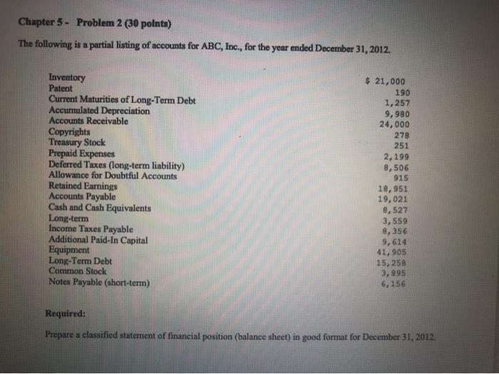  Chapter 5 - Problem 2 (30 points) The following is a