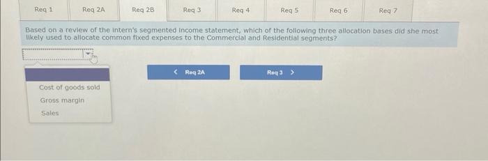 company's accounting intern was asked to prepare segmented income statements the company's