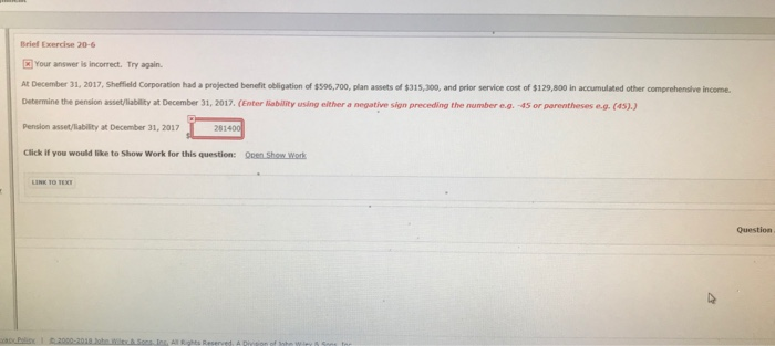  Brief Exercise 20-6 Your answer is incorrect. Try again. At December