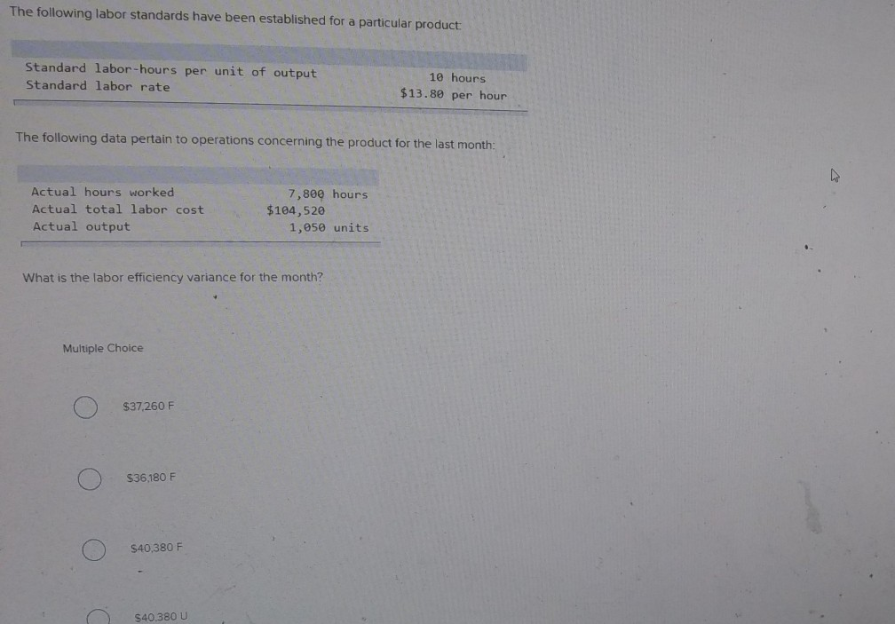 I need help with this question. The following labor standards have