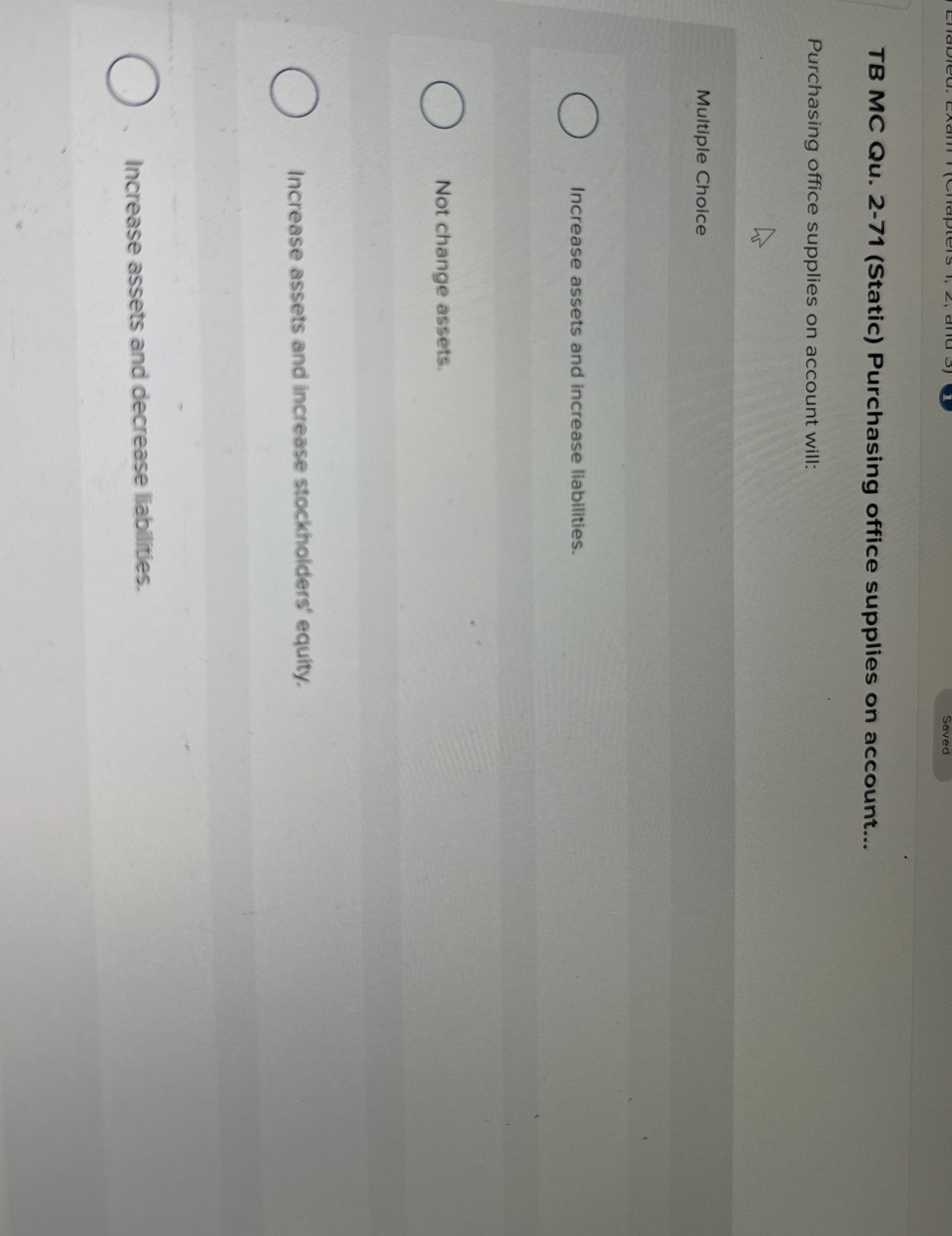  TB MC Qu.2-71(Static) Purchasing office supplies on account... Purchasing office supplies