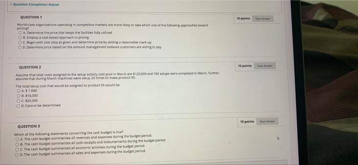  - Question Completion Status 10 points QUESTION 1 World-class organ operating
