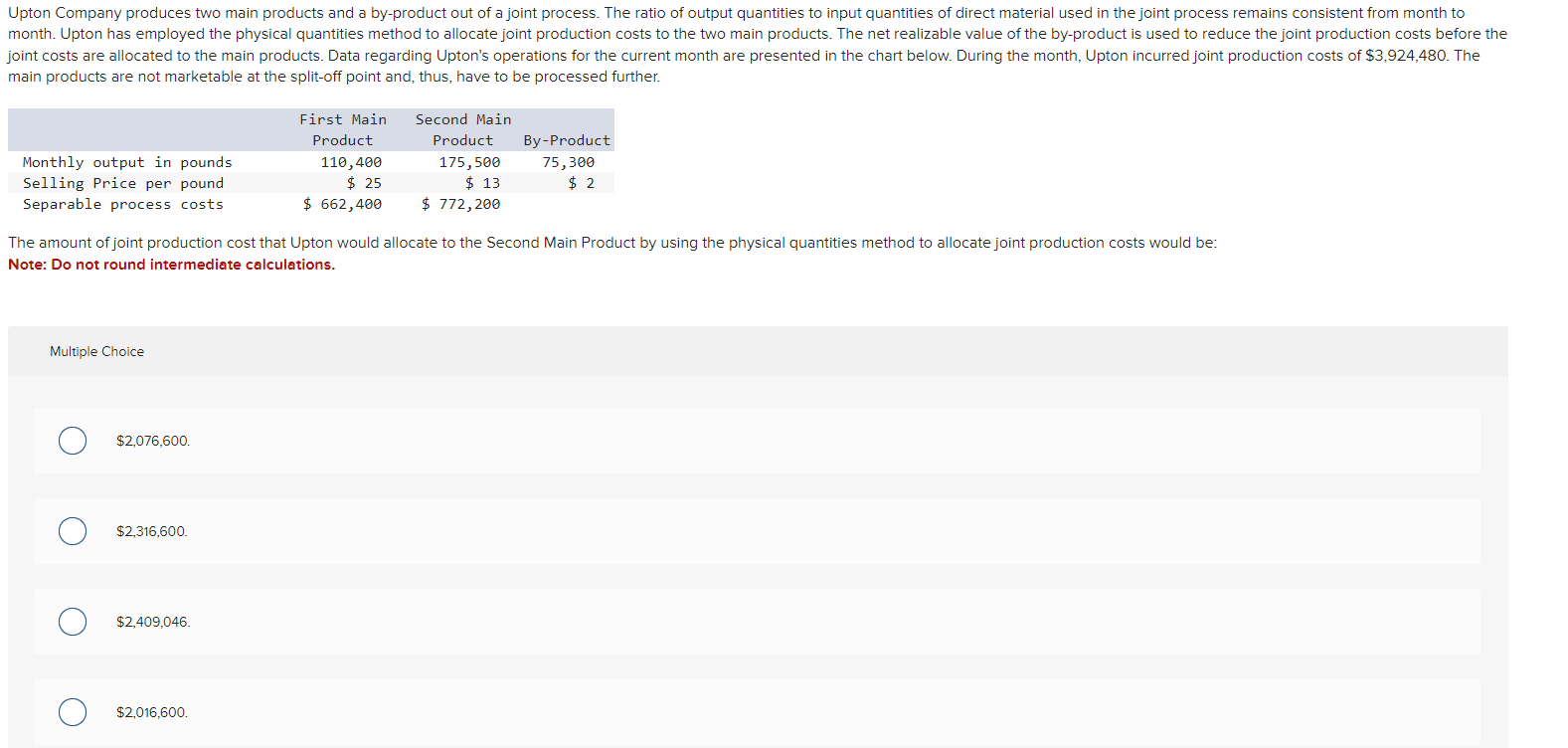  main products are not marketable at the split-off point and, thus,