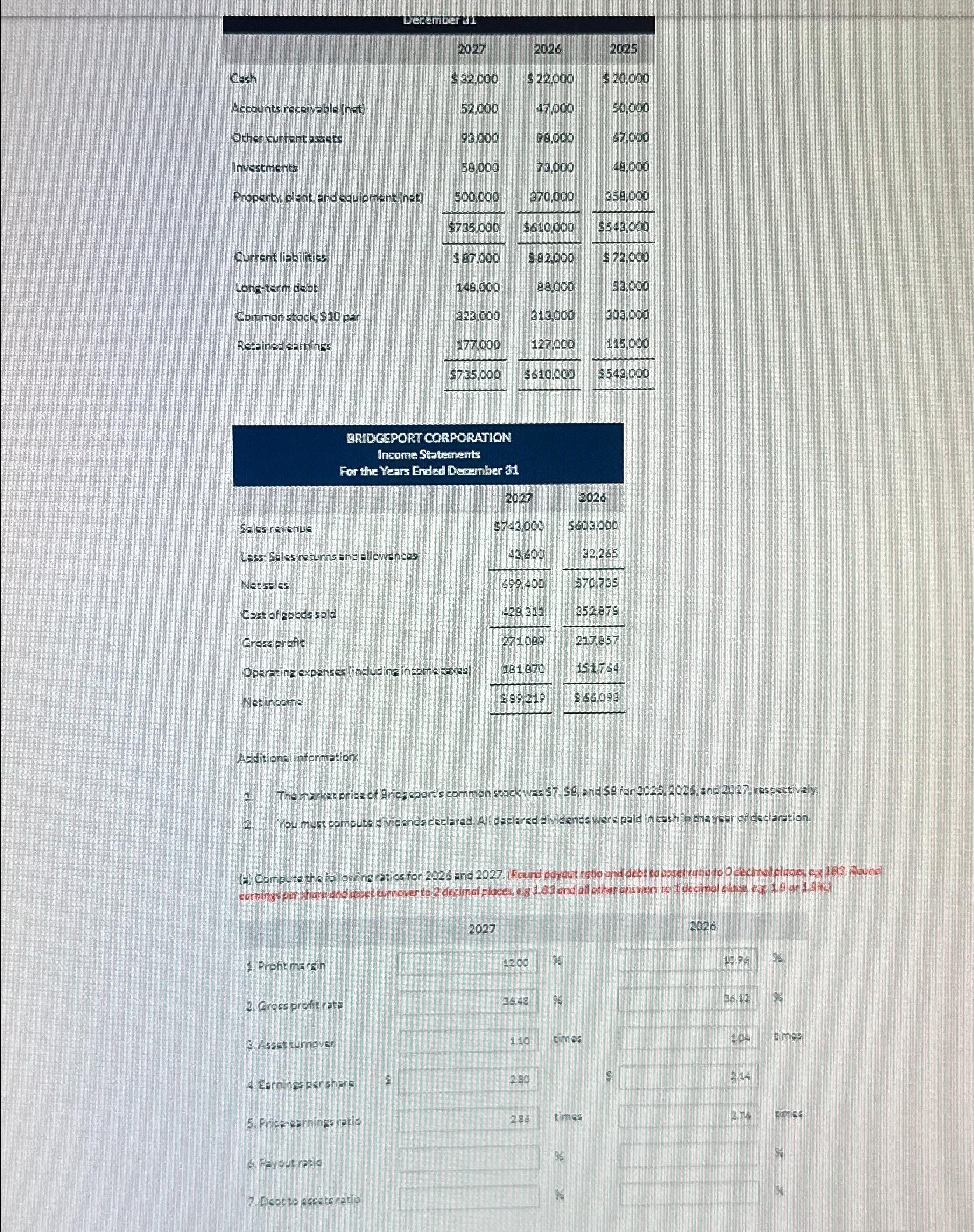  \table[[,2027,2026,2025],[Cash,$32,000,$22,000,$20,000 