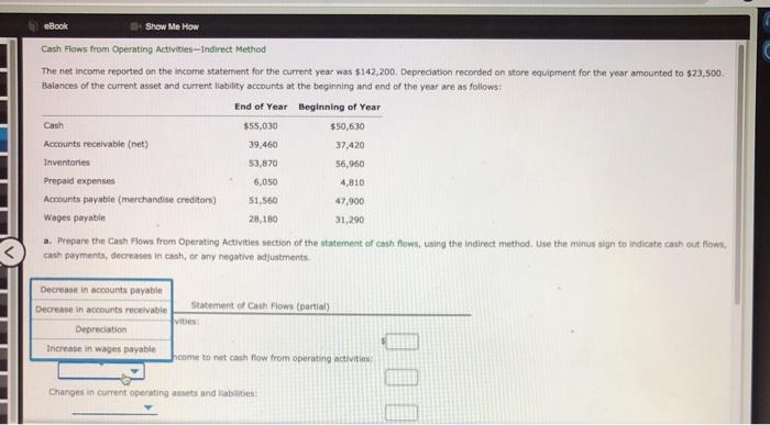  Book Show Me How Cash Flows from Operating Activities -- Indirect