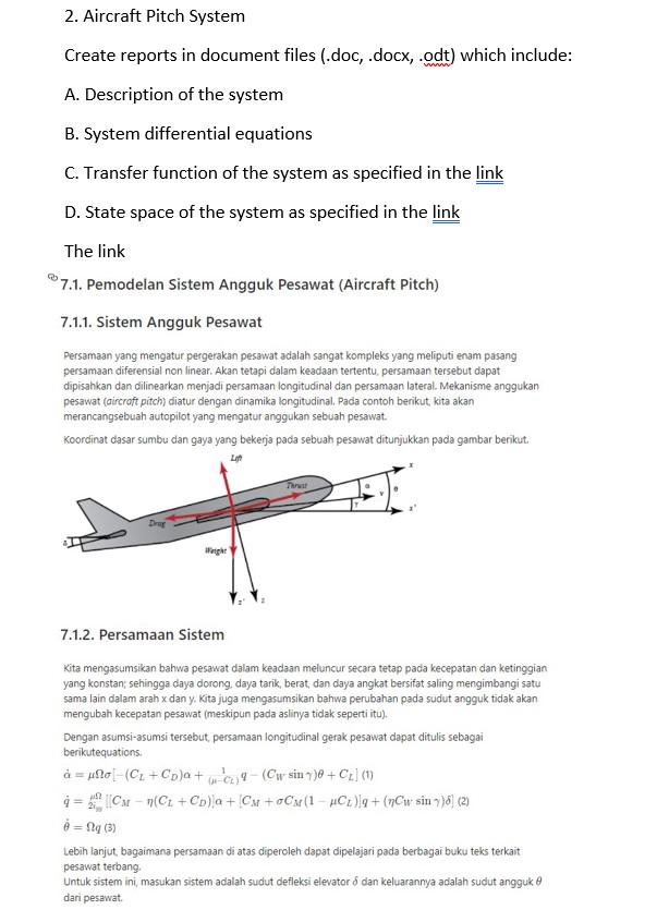  2. Aircraft Pitch System Create reports in document files (.doc, .docx,