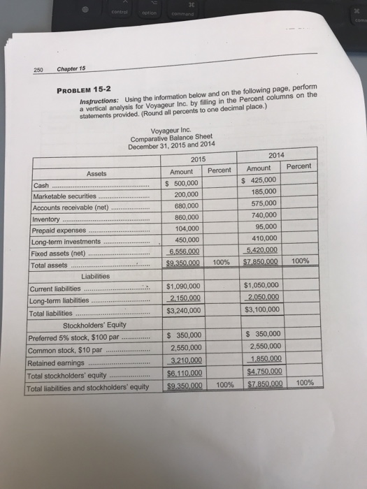  ac 250 Chapter 15 PROBLEM 15-2 Insfructions: Using the information below