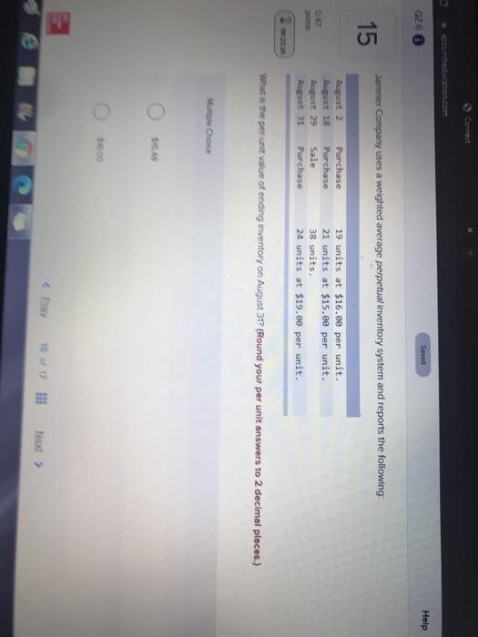  Education.com Saved Help 026 Jammer Company uses a weighted average perpetual