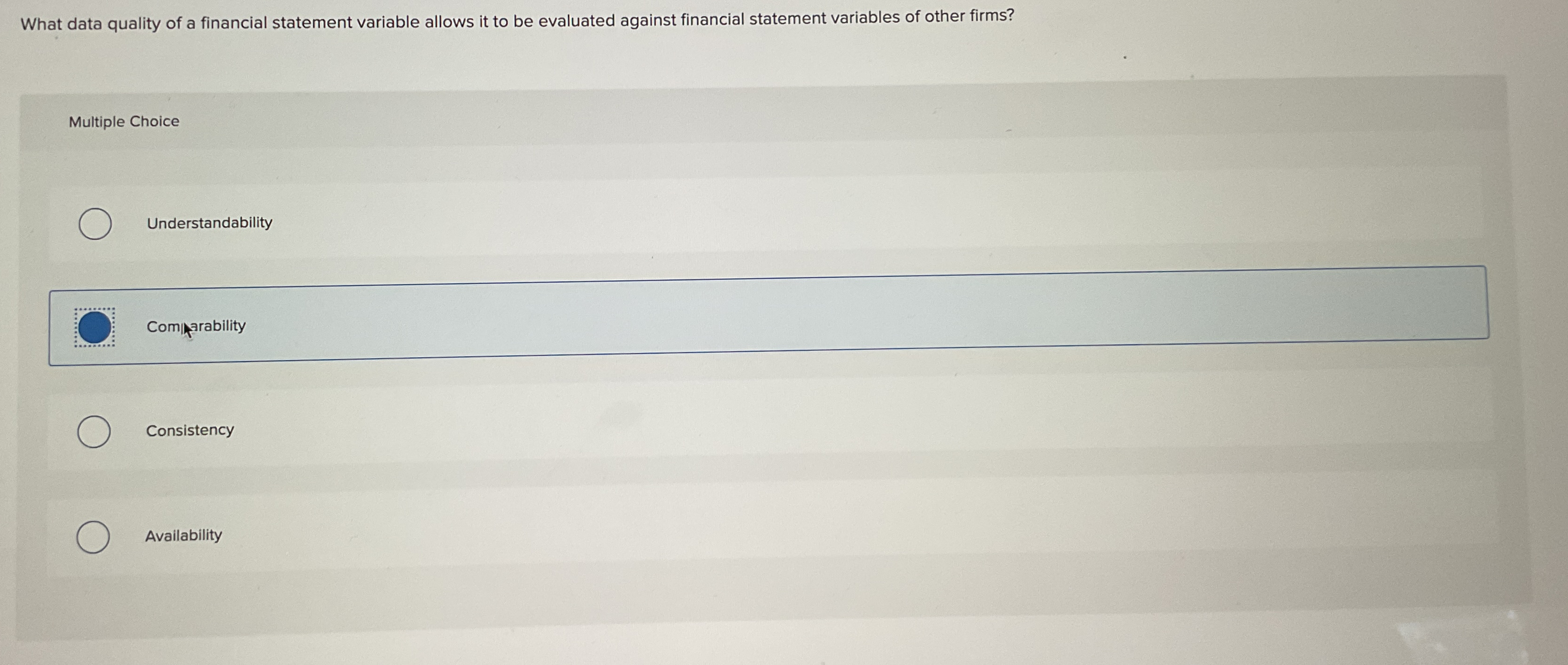  What data quality of a financial statement variable allows it to