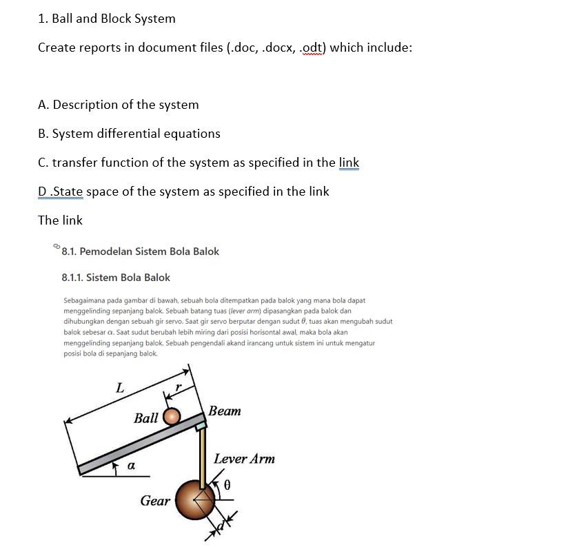  1. Ball and Block System Create reports in document files (.doc,
