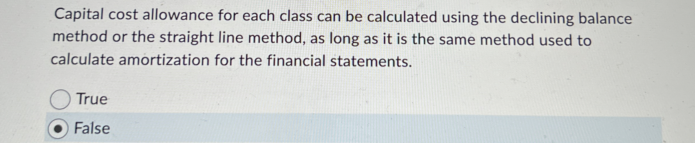  Capital cost allowance for each class can be calculated using the