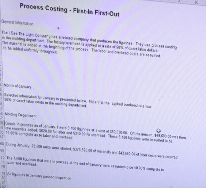  K Process Costing - First-In First-Out General Information Thel See The