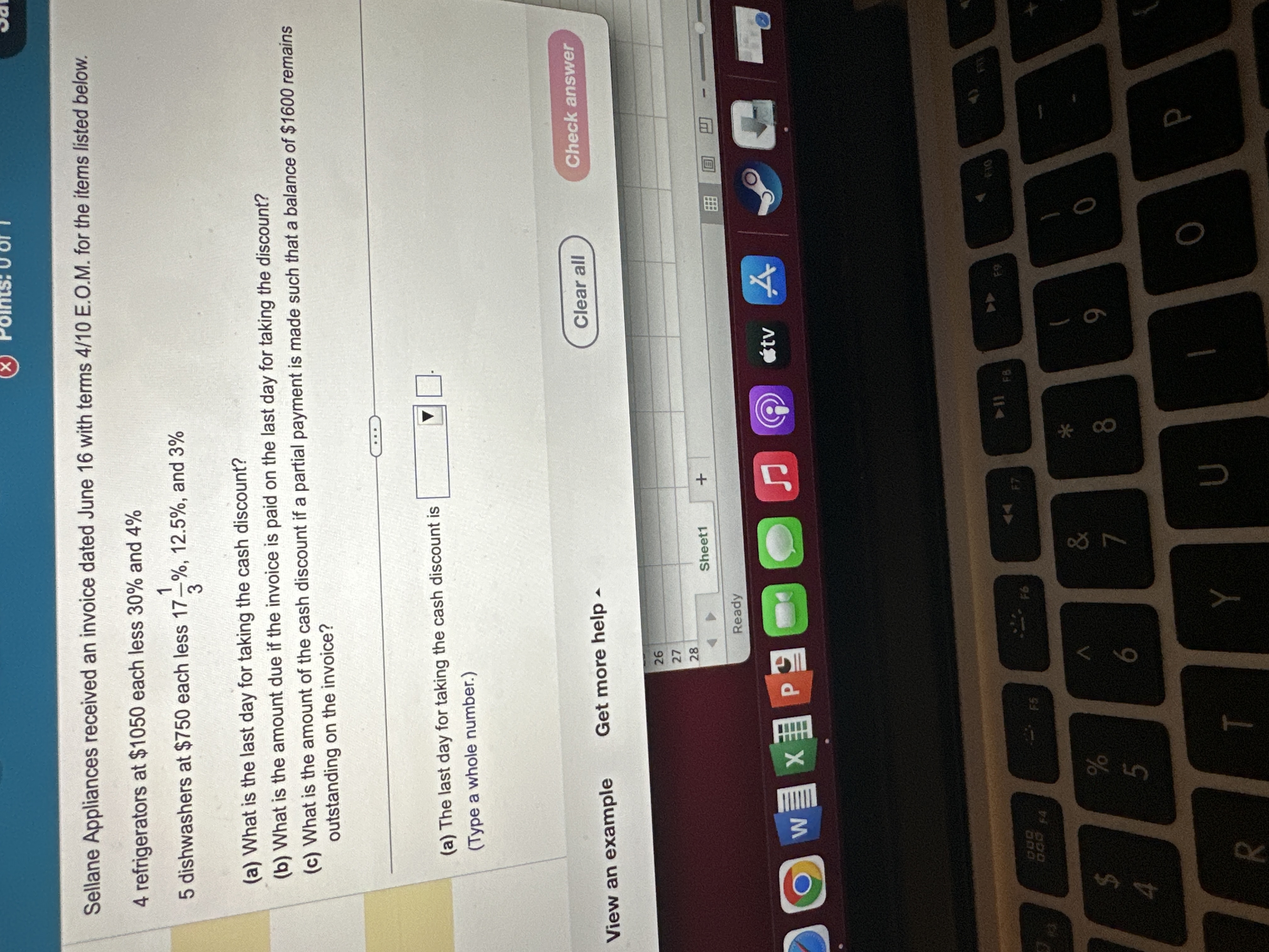  Sellane Appliances received an invoice dated June 16 with terms 4/10