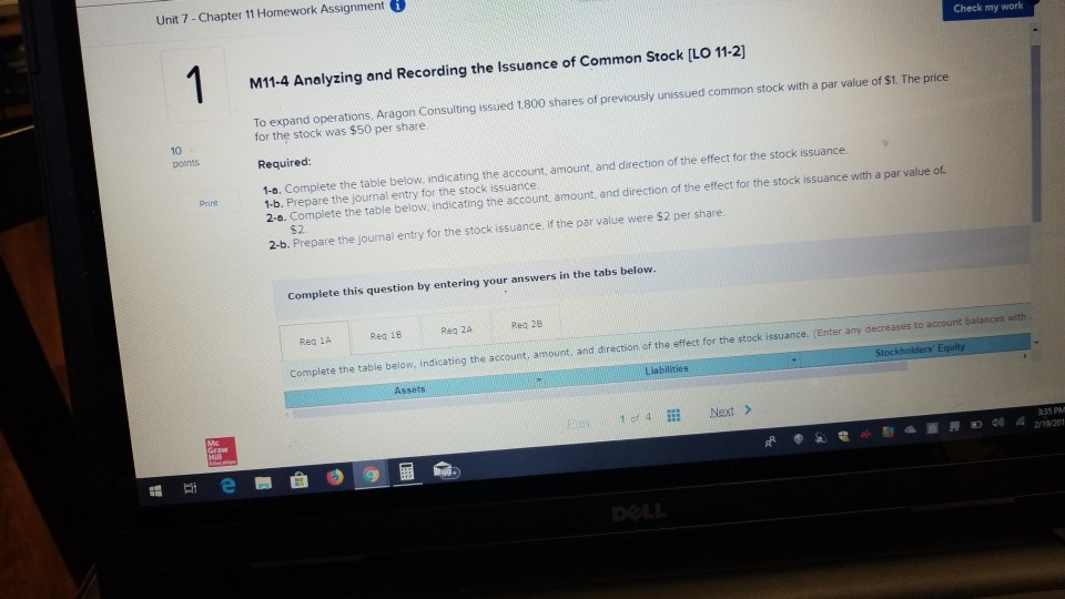 Unit 7 - Chapter 11 Homework Assignment Check my work M11-4