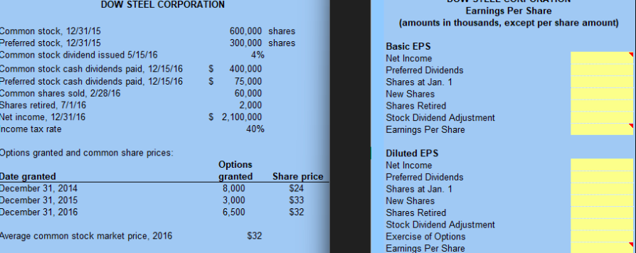  On December 31,2023, Dow Steel Corporation had 600,000 shares of common