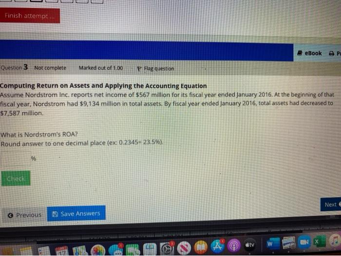  Finish attempt ... eBook P Question 3 Not complete Marked out