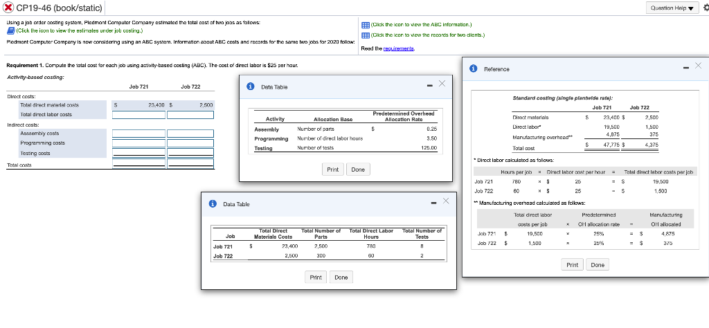 X CP19-46 (book/static) Question Help o Using a job order coating