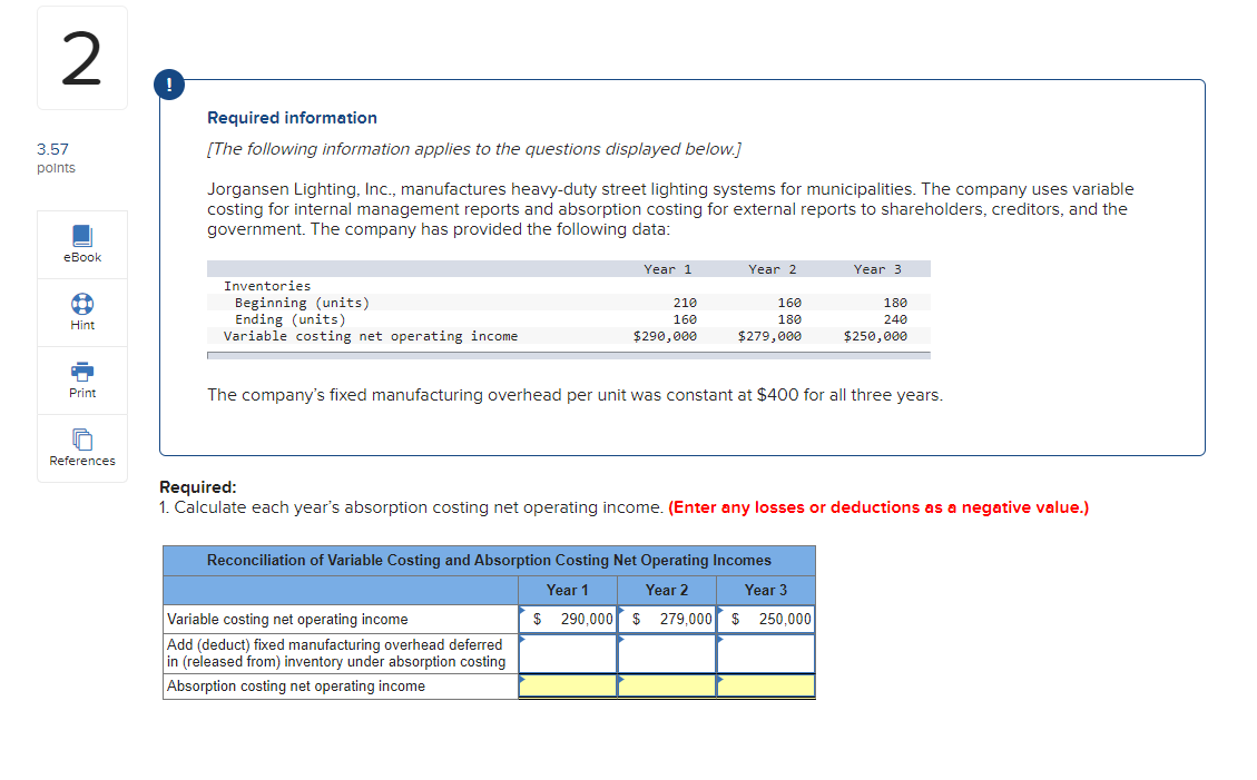 Just was wondering how to solve this? 2 Required information 3.57 points