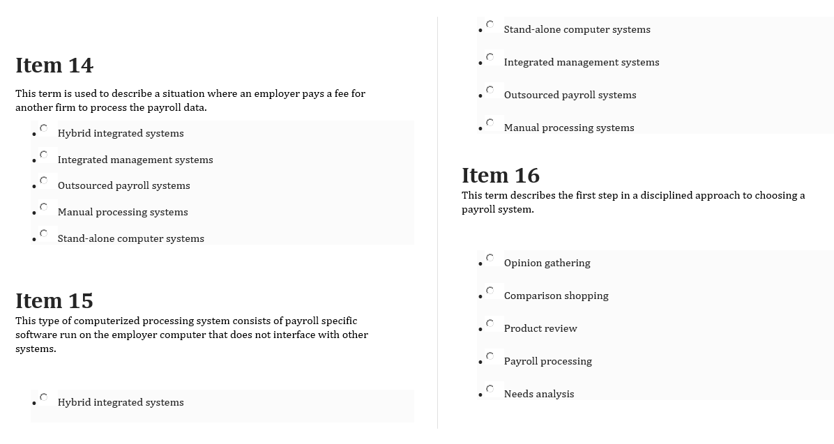  Stand-alone computer systems Item 14 Integrated management systems This term is