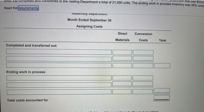 Compute the equivalent units for direct materials and conversion costs. 2. Compute