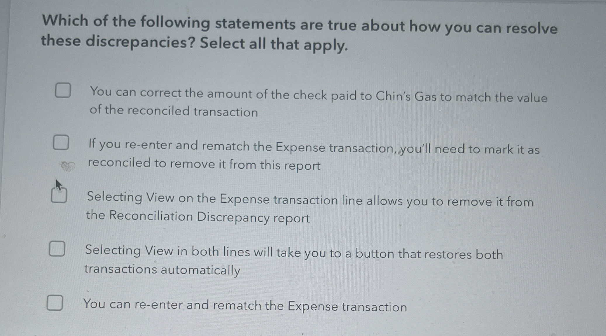  Your client asks you to help them with the Reconciliation Discrepancy