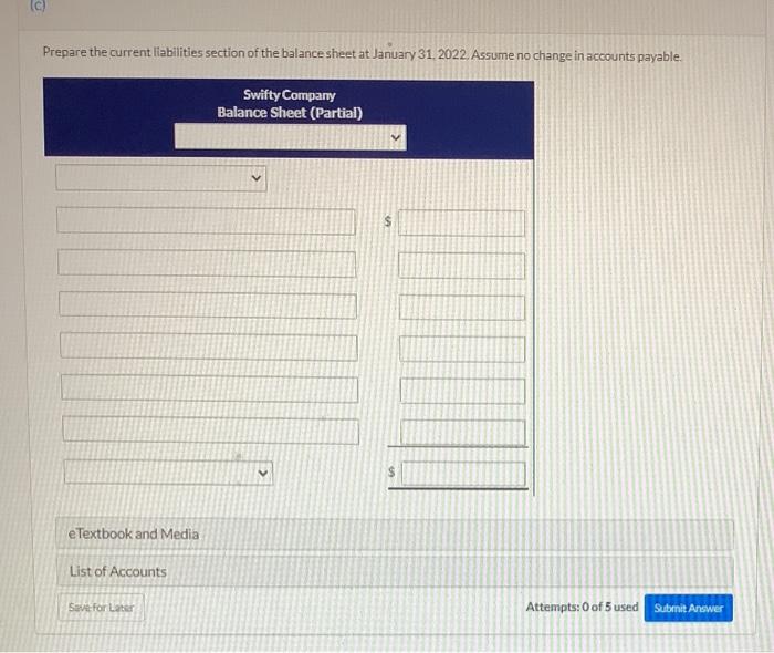 Payable Sales Taxes Payable Unearned Service Revenue 8.400 15,500 During January, these