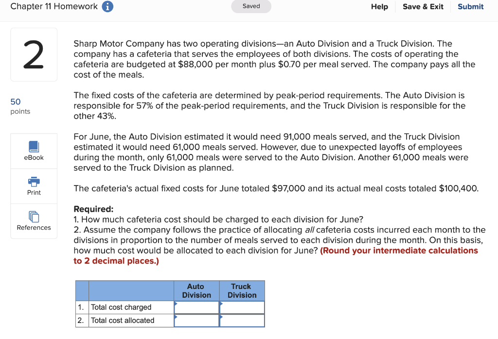 undefined Chapter 11 Homework Saved Help Save Exit Submit 2 Sharp Motor