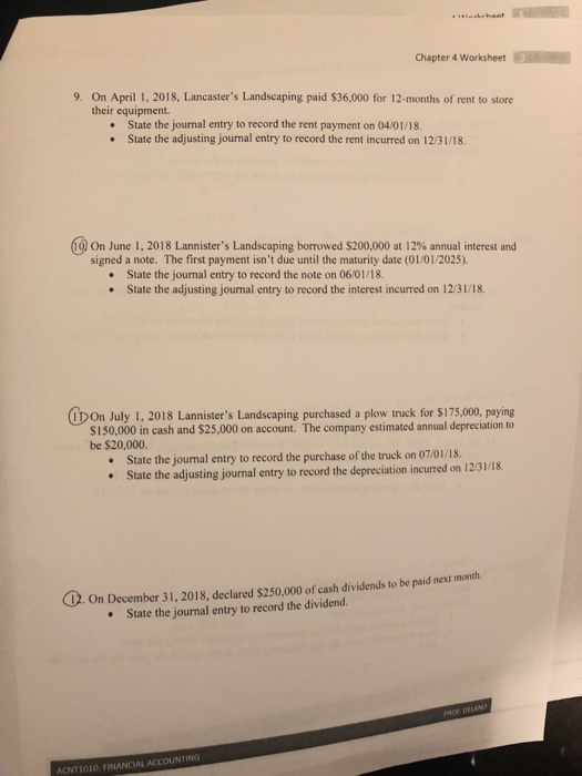  i need 10-11-12 bhoot Chapter 4 Worksheet 3 9. On April