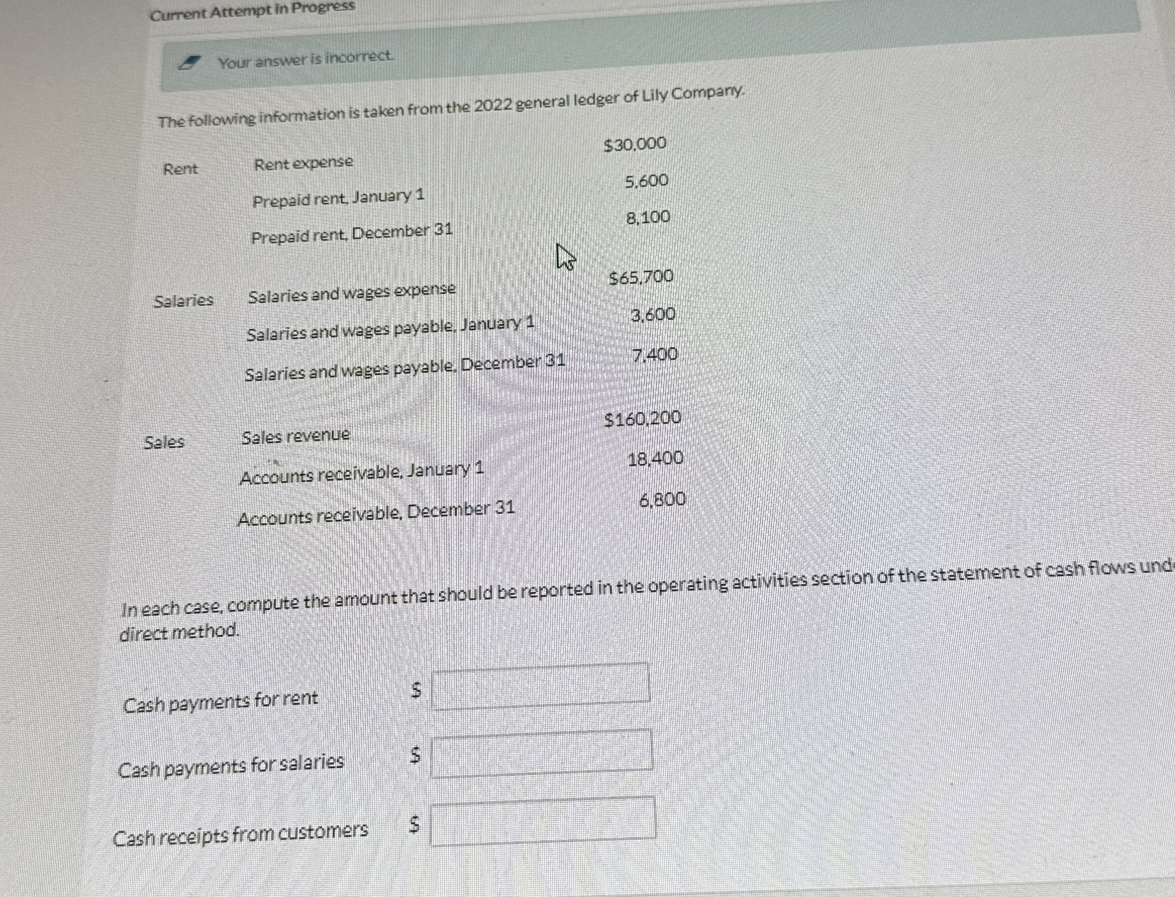  Current Attempt in Progress Your answer is incorrect. The following information