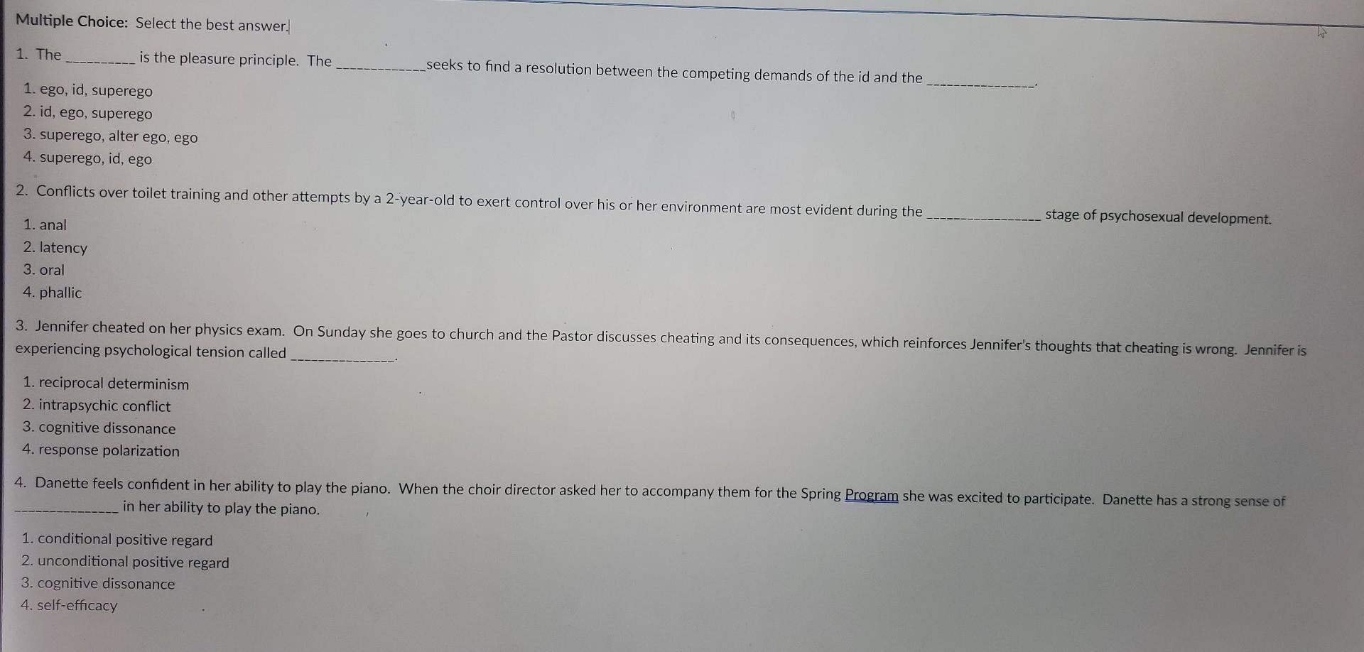  Just checking my answers to correct or not. Multiple Choice: Select