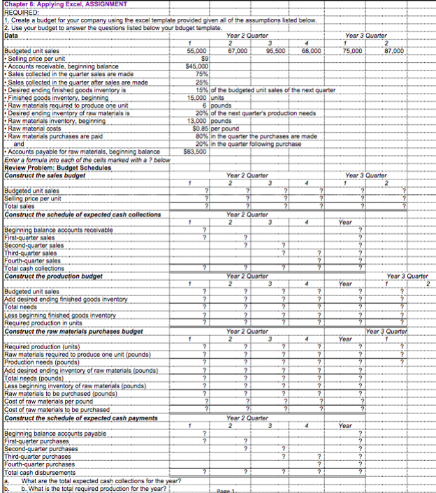 1 Chapter 3: Applying Excel, ASSIGNMENT REQUIRED: 1. Create a budget