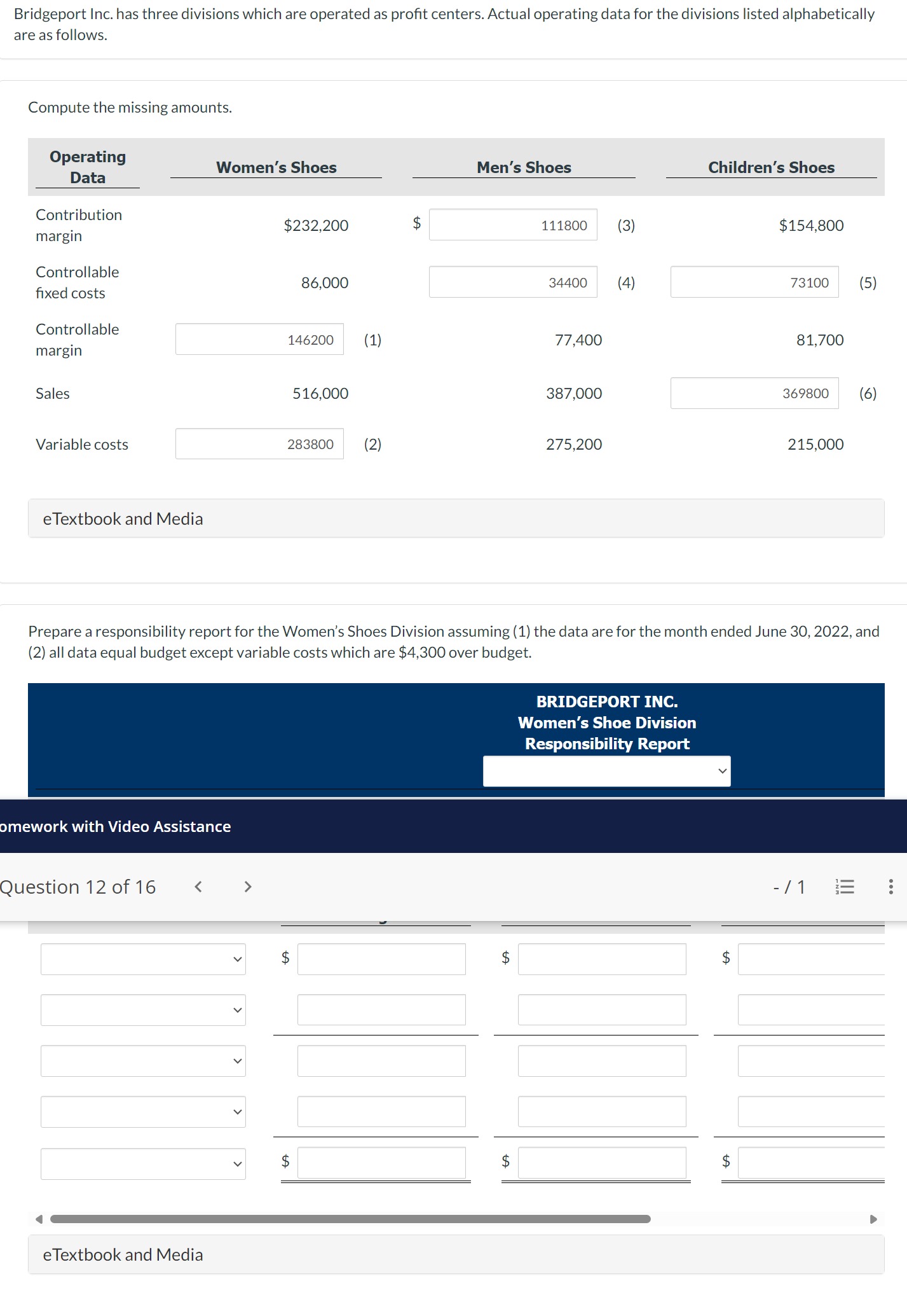  (2) all data equal budget except variable costs which are $4,300