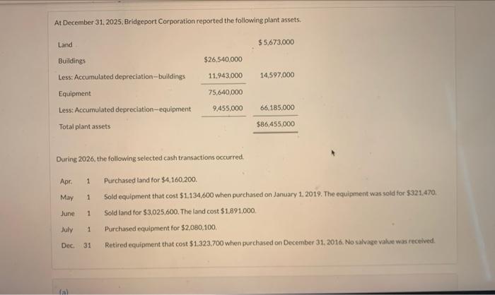 Plz help me with red boxes At December 31, 2025. Bridgeport Corporation