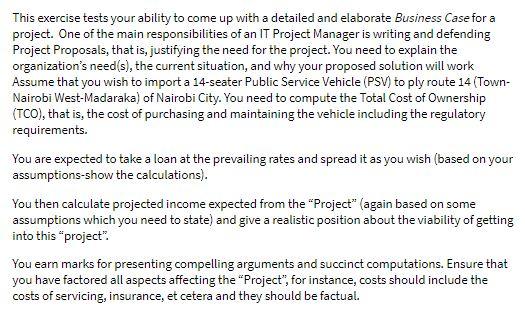  This exercise tests your ability to come up with a detailed