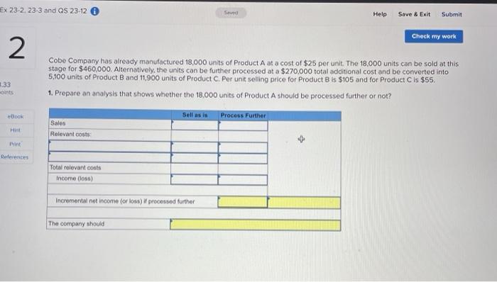  Ex 23-2, 23-3 and QS 23-12 Help Save & Exit Submit