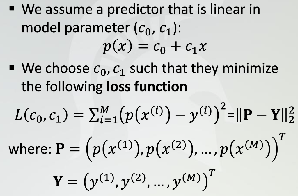 We assume a predictor that is linear in model parameter (co,