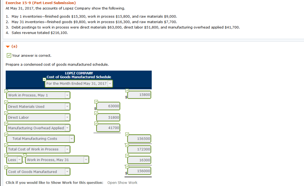 *****PLEASE HELP WITH PART B******** Exercise 15-9 (Part Level Submission) At