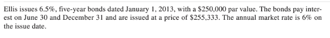  Ellis issues 6.5%, five-year bonds dated January 1. 2013, with a